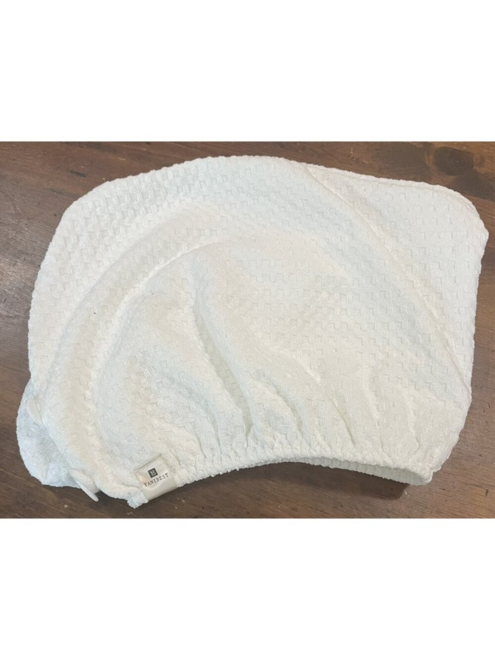 Yanibest Hair Towel Wrap Unisex White Textured Fabric Size 9" x 19" NWT